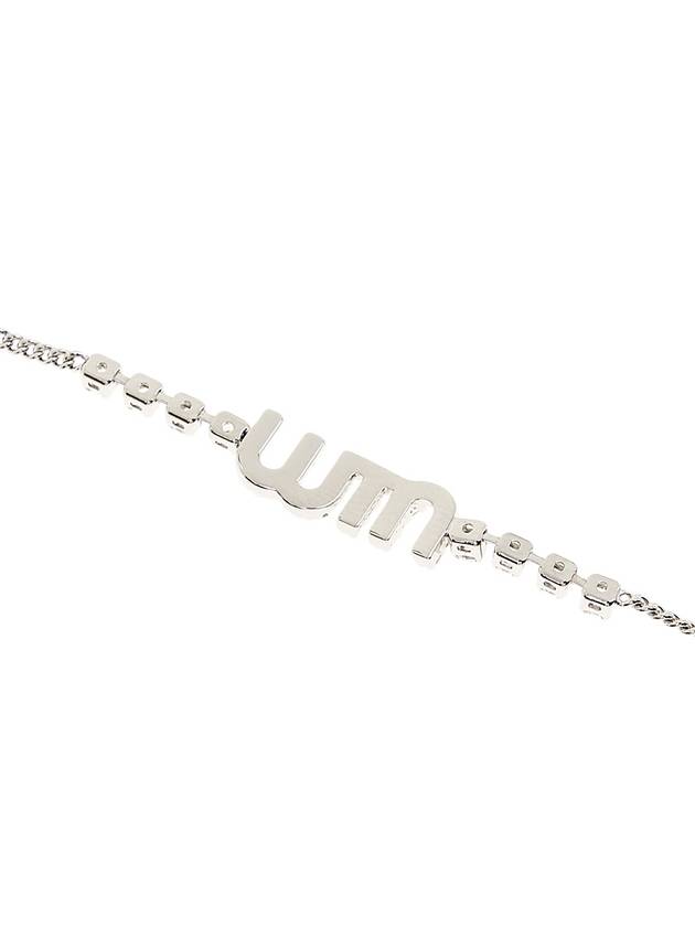 Crystal Charm Logo Bracelet Silver - MIU MIU - BALAAN 5