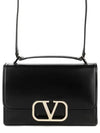 V Logo Plaque Foldover Shoulder Bag Black - VALENTINO - BALAAN 2