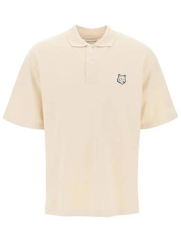 Bold Fox Head Patch Oversized Polo Shirt Beige - MAISON KITSUNE - BALAAN 2