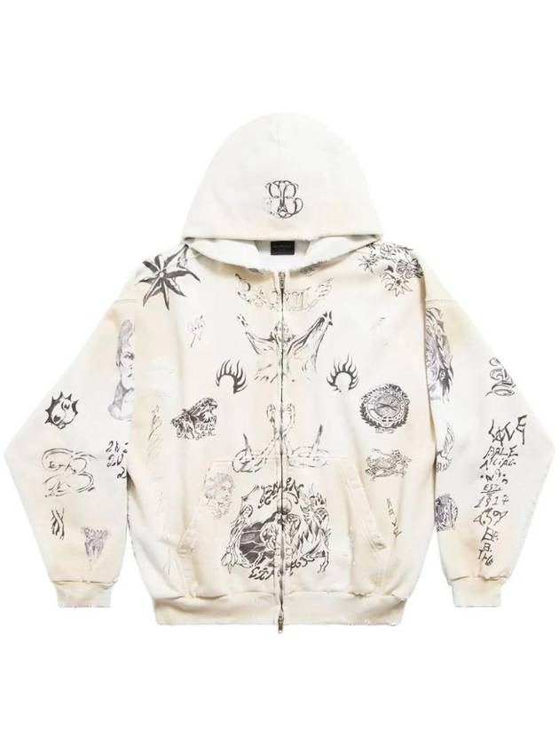 Tat Medium Fit Zip-Up Hoodie Off-White - BALENCIAGA - BALAAN 1