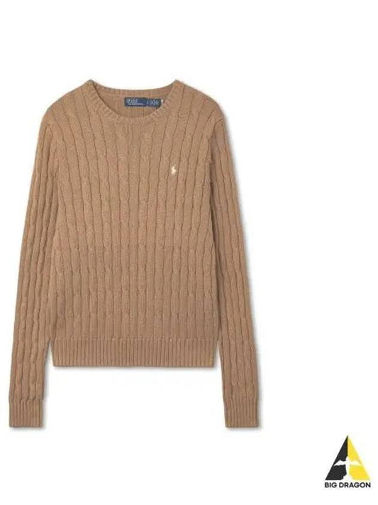 W cable knit cotton crewneck sweater medium beige - POLO RALPH LAUREN - BALAAN 1