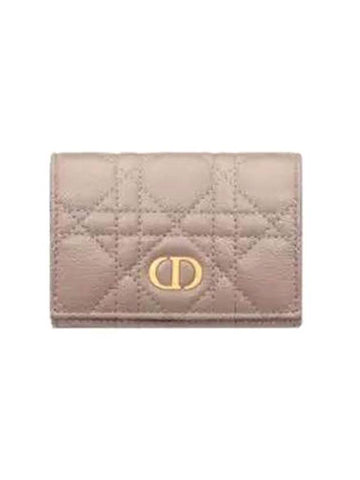 Caro XS Supple Cannage Calfskin Card Wallet Warm Taupe - DIOR - BALAAN 1