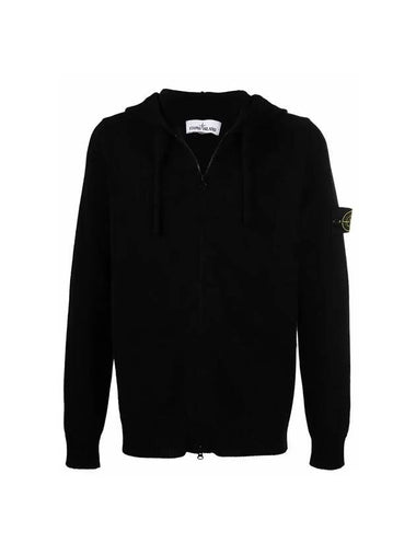 Waffen Patch Knit Zip Up Hoodie Black - STONE ISLAND - BALAAN 1