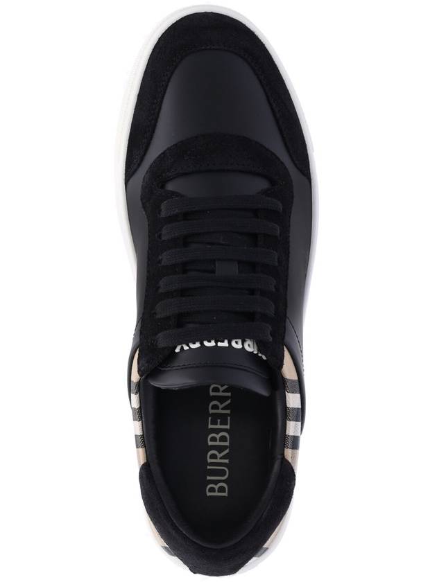 Checked Leather Suede Low Top Sneakers Black - BURBERRY - BALAAN 6