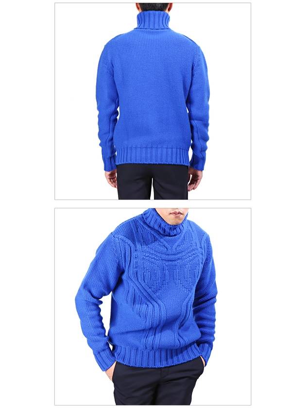 Men's Wool Turtleneck Blue - LES HOMMES - BALAAN 4