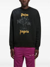 Logo Print Cotton Sweatshirt Black - PALM ANGELS - BALAAN 4