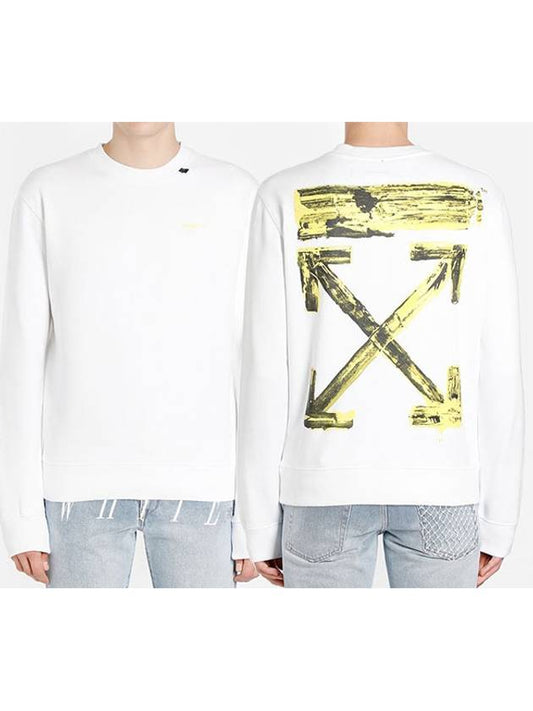 Acrylic Arrow Print Sweatshirt Slim White OMBA025F19E300100 - OFF WHITE - BALAAN 1