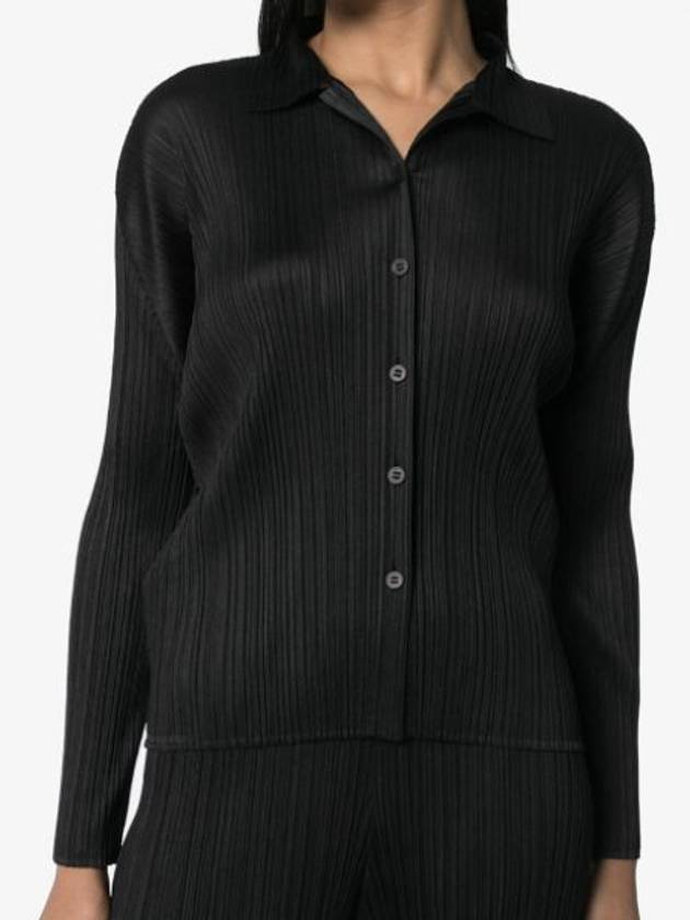 Pleated Button Long Sleeve Shirt Black - ISSEY MIYAKE - BALAAN 2