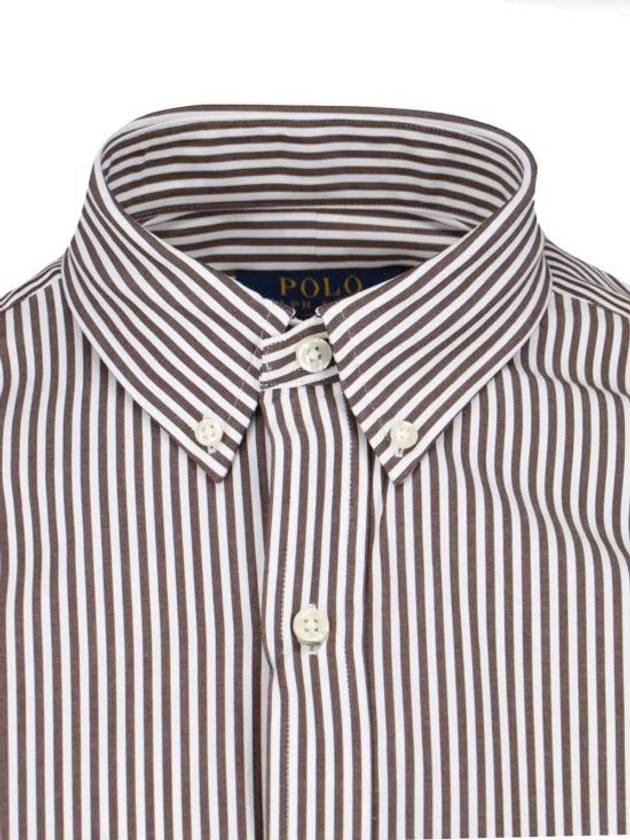 All Fit Striped Long Sleeve Shirt Brown - POLO RALPH LAUREN - BALAAN 5