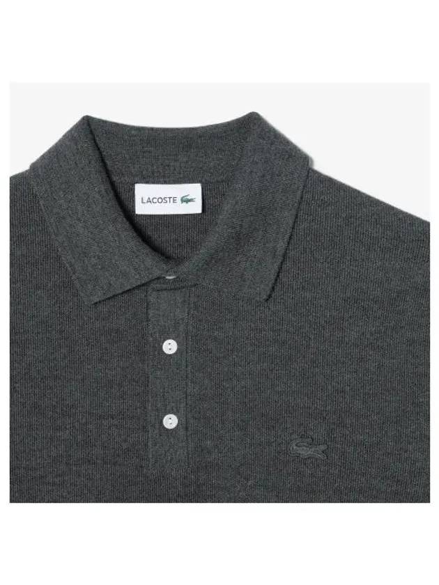 Men s pique tissue collar sweater polo charcoal gray - LACOSTE - BALAAN 1