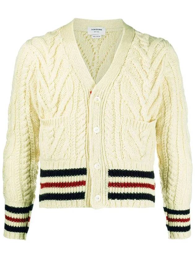 Aran Cable Classic Mohair Cardigan White - THOM BROWNE - BALAAN 2