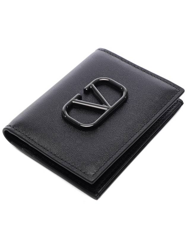 V Logo Signature Card Wallet Black - VALENTINO - BALAAN 6