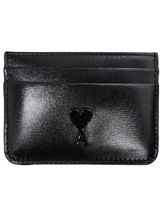 Heart Logo Leather Card Wallet Black - AMI - BALAAN 2