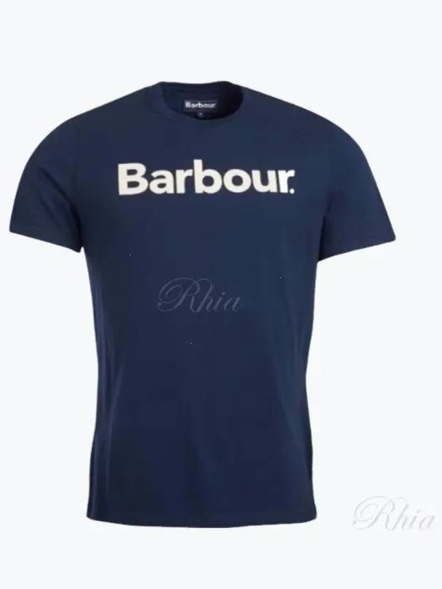 Men's Logo Print Short Sleeve T-Shirt Navy - BARBOUR - BALAAN 2