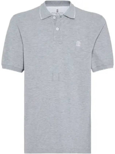 Embroidered Logo Short Sleeve Polo Shirt Grey - BRUNELLO CUCINELLI - BALAAN 2