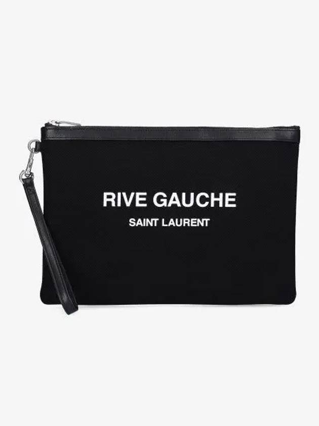 Rive Gauche Zipper Strap Clutch Bag Black - SAINT LAURENT - BALAAN 2