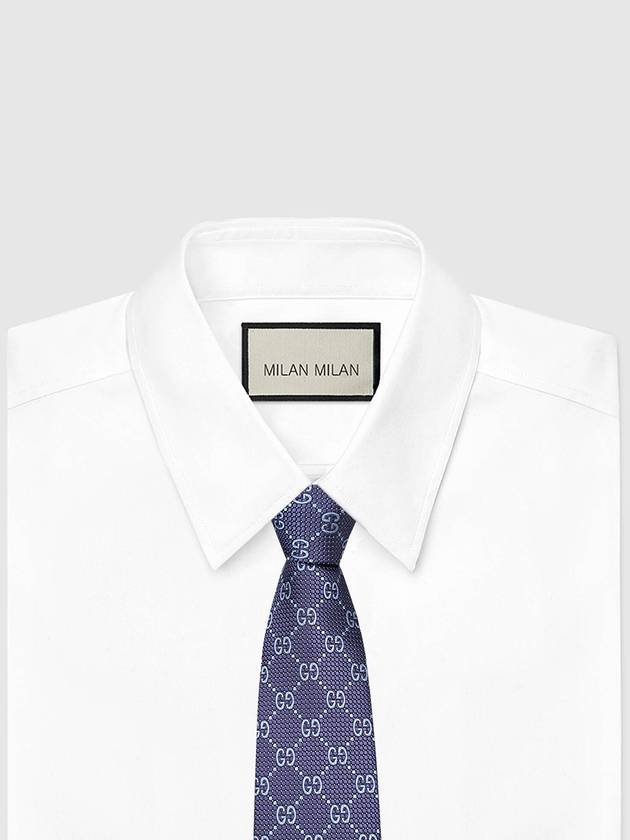 Men's Logo Silk Tie Navy - GUCCI - BALAAN.