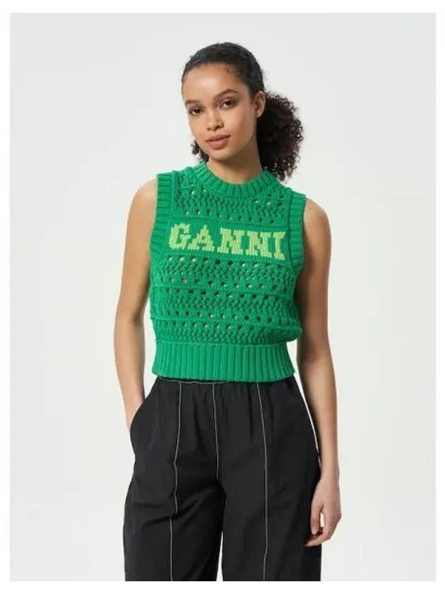 Cotton Rope Short Vest Green Domestic Product GM0024020772912 - GANNI - BALAAN 1