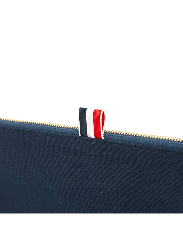 Snap Pocket Cotton Canvas Pouch Clutch Bag Navy - THOM BROWNE - BALAAN 7