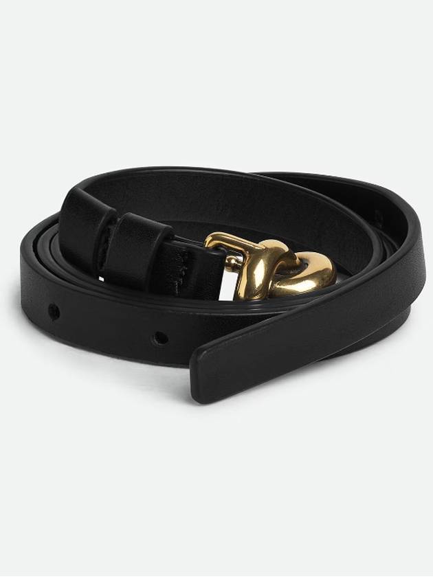 Women's Noted Leather Belt Black - BOTTEGA VENETA - BALAAN 3