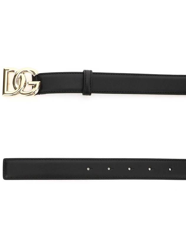 Women's Gold DG Logo Leather Belt Black - DOLCE&GABBANA - BALAAN 3