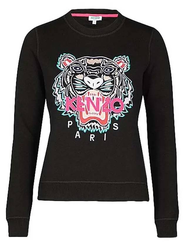 Tiger Embroidered Cotton Sweatshirt Black - KENZO - BALAAN 2