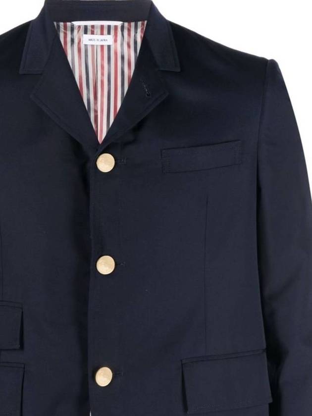 Typewriter Cloth Grosgrain Placket Sport Jacket Navy - THOM BROWNE - BALAAN 4