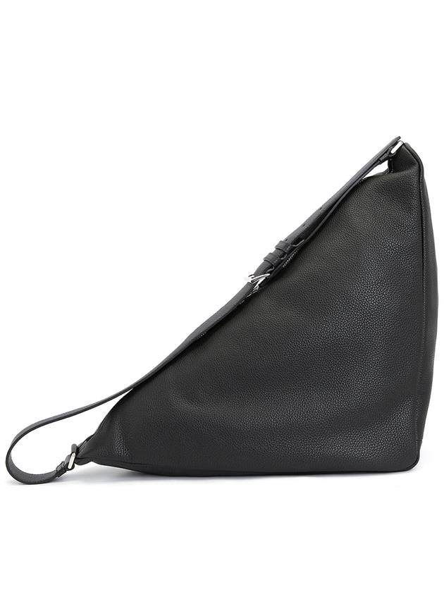 Triangle Large Leather Cross Bag Black - PRADA - BALAAN 5