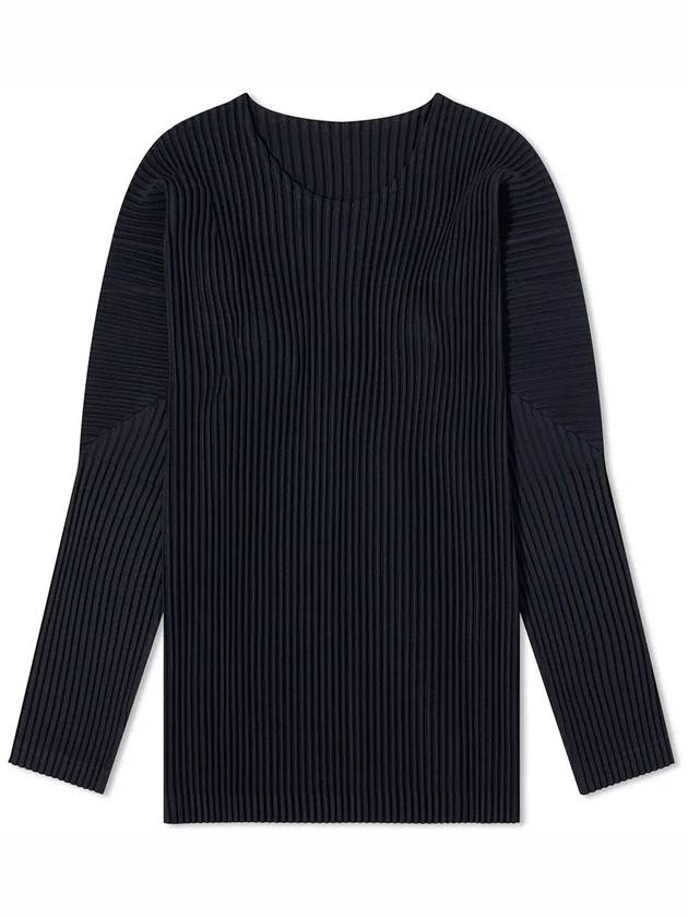 Pleated Long Sleeve T-Shirt Navy - ISSEY MIYAKE - BALAAN 2