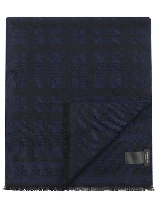 checked wool muffler navy - ERMENEGILDO ZEGNA - BALAAN 5