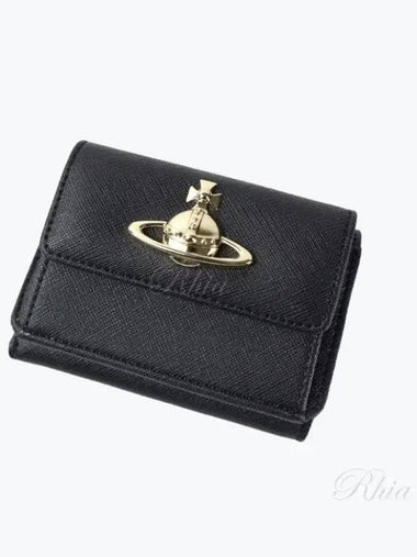 5115002TW S000B N402 Vegan Biogreen Saffiano Flap Small Half Wallet - VIVIENNE WESTWOOD - BALAAN 1