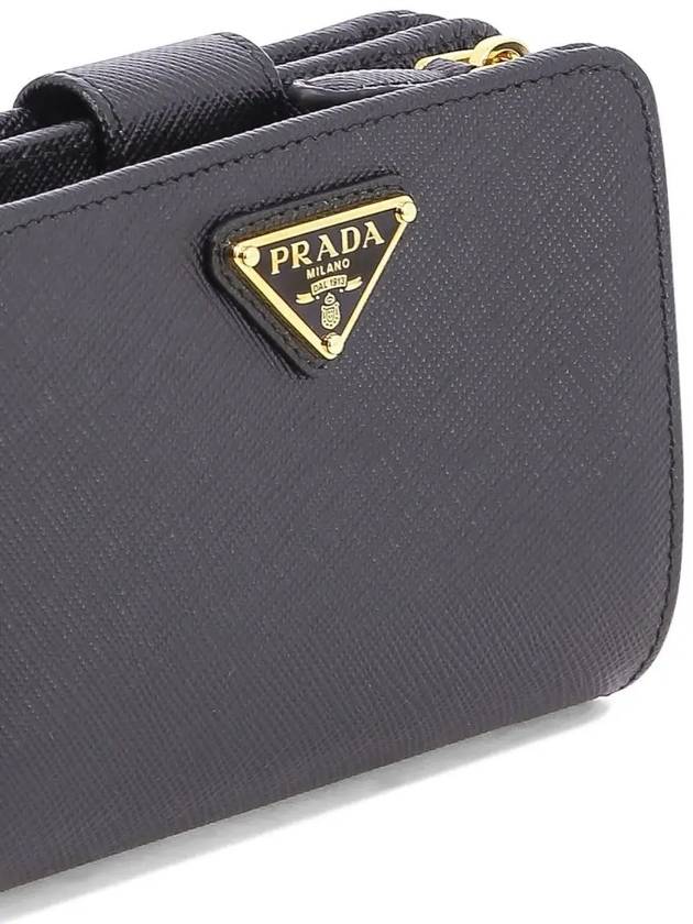 Small Saffiano Leather Half Wallet Black - PRADA - BALAAN 5