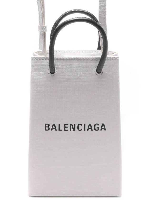 Logo Leather Phone Holder Mini Bag White - BALENCIAGA - BALAAN 2