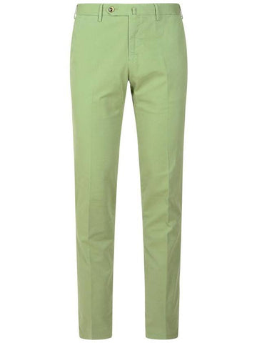 Pt01 'Slim' Green Cotton Pants - PT01 - BALAAN 1