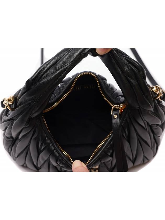 Wander Matelasse Nappa Leather Mini Hobo Tote Bag Black - MIU MIU - BALAAN 7