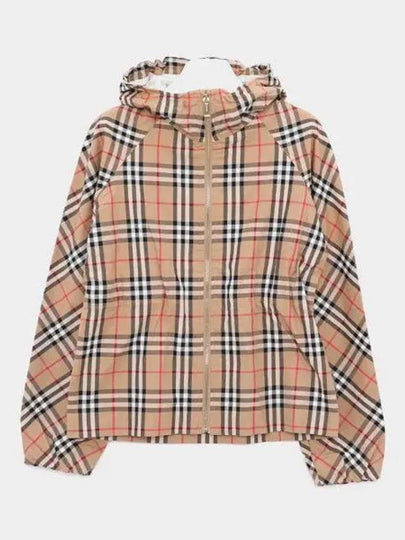 Kids Vintage Check Cotton Hooded Jacket Beige - BURBERRY - BALAAN 2