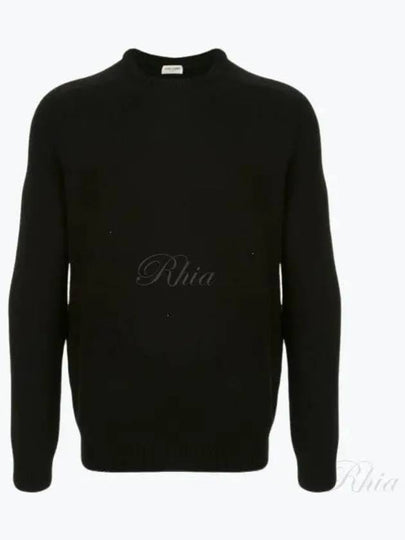 Men's Crewneck Cashmere Knit Top Black - SAINT LAURENT - BALAAN 2