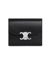 Triomphe Small Shiny Calfskin Half Wallet  Black - CELINE - BALAAN 1