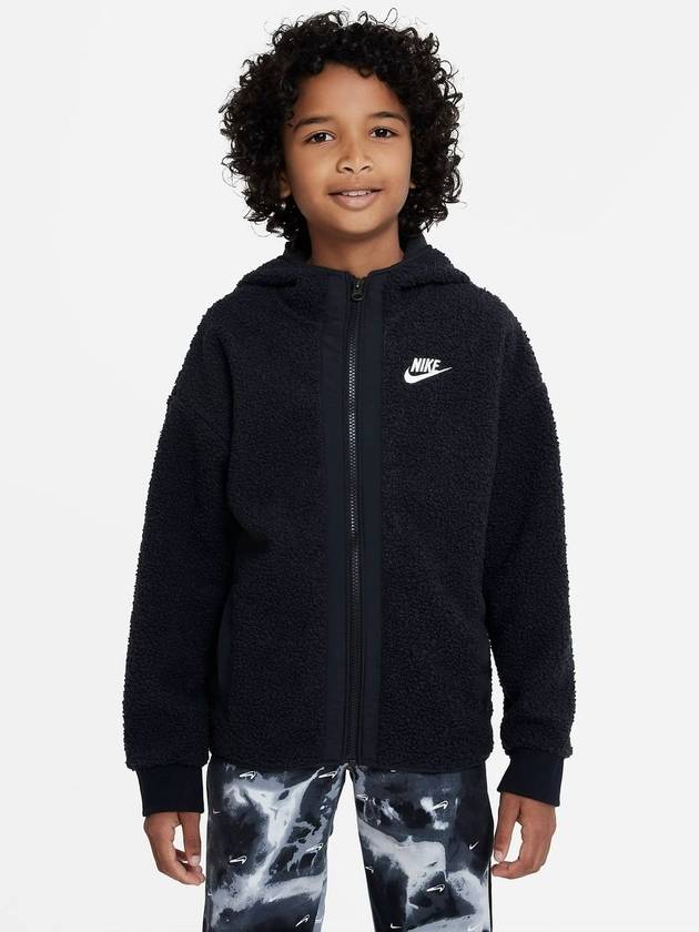 Kids Fleece Jacket DV3063 010 Black M 150 L 160 Asian Fit - NIKE - BALAAN 1