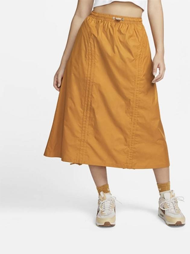Women's Rush Woven Long A-Line Skirt Orange - NIKE - BALAAN.