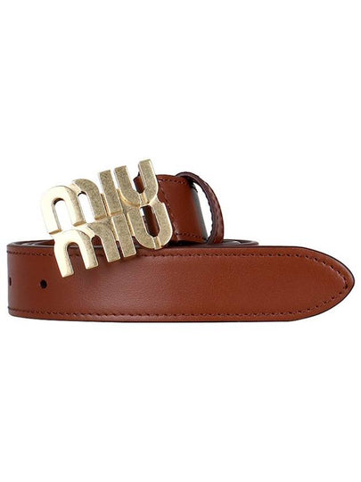 Logo Buckle Leather Belt Tobacco - MIU MIU - BALAAN 2