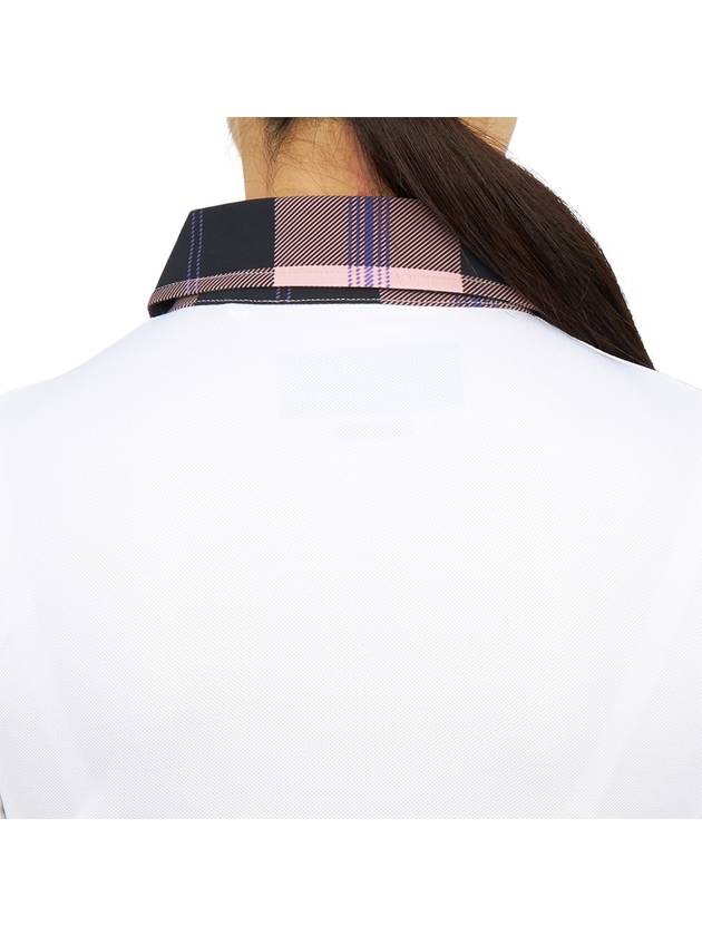 Women's Golf Logo Tech Tartan Neck Short Sleeve PK Shirt White - HYDROGEN - BALAAN 8