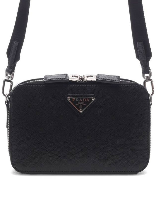 Brique Saffiano Leather Cross Bag Black - PRADA - BALAAN 2