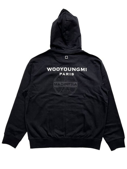 Men's Back Logo Cotton Zip-Up Hoodie Black - WOOYOUNGMI - BALAAN 2