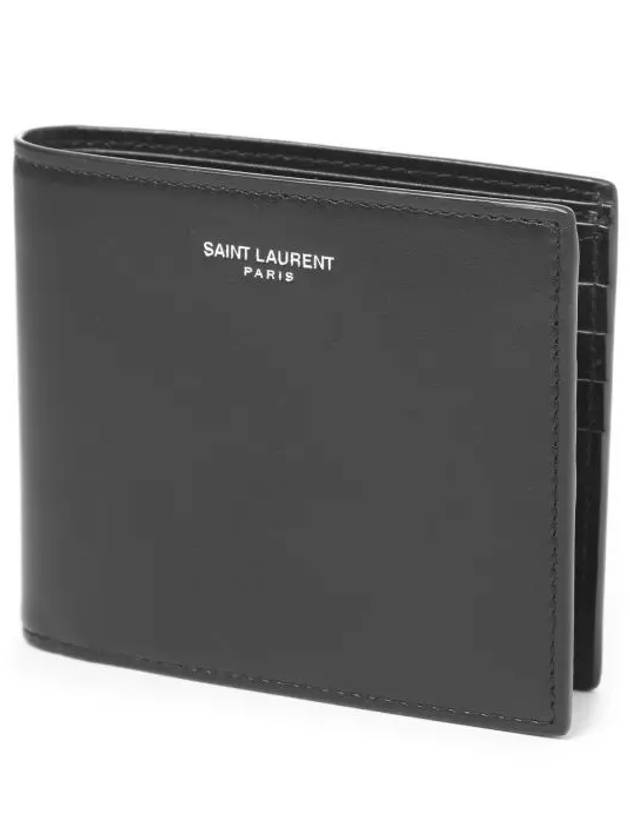 Smooth Leather Classic Logo Half Wallet Black - SAINT LAURENT - BALAAN 2