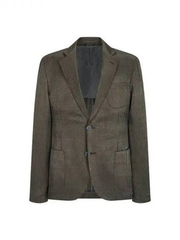 Men s Patch Pocket Striped Jacket Dark Khaki 271195 - GIORGIO ARMANI - BALAAN 1