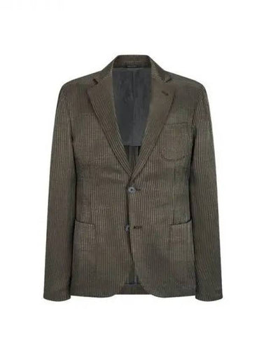 Men s Patch Pocket Striped Jacket Dark Khaki 271195 - GIORGIO ARMANI - BALAAN 1