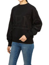 Embroidered Logo Crew Neck Cotton Sweatshirt Black - HERNO - BALAAN 5