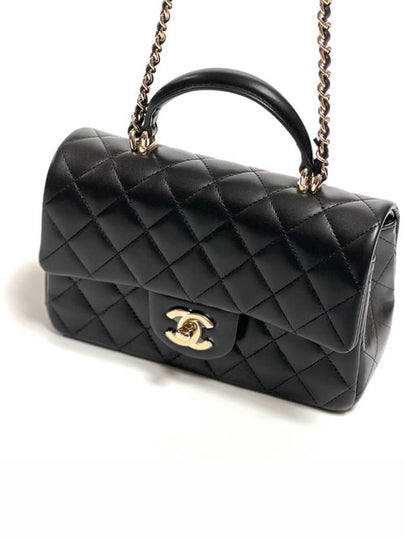 Top Handle Lambskin Mini Flap Cross Bag Black - CHANEL - BALAAN 2