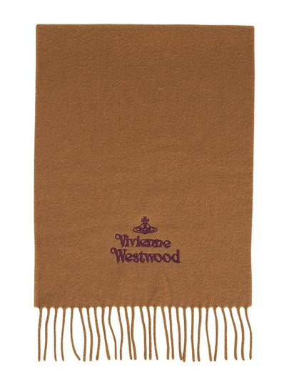 Logo Wool Fringe Muffler Camel - VIVIENNE WESTWOOD - BALAAN 2